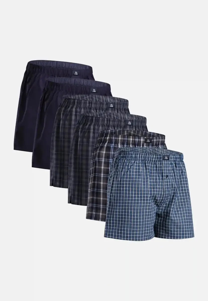 DANISH ENDURANCE DANISH ENDURANCE Organic Vævede Boksershorts, Blå/Grå Størrelse 3XL