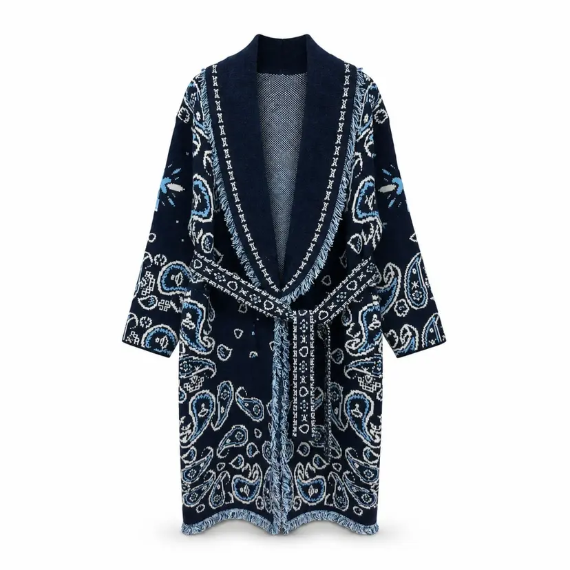 From Paris With Love Maxi Paisley Jacket Navy