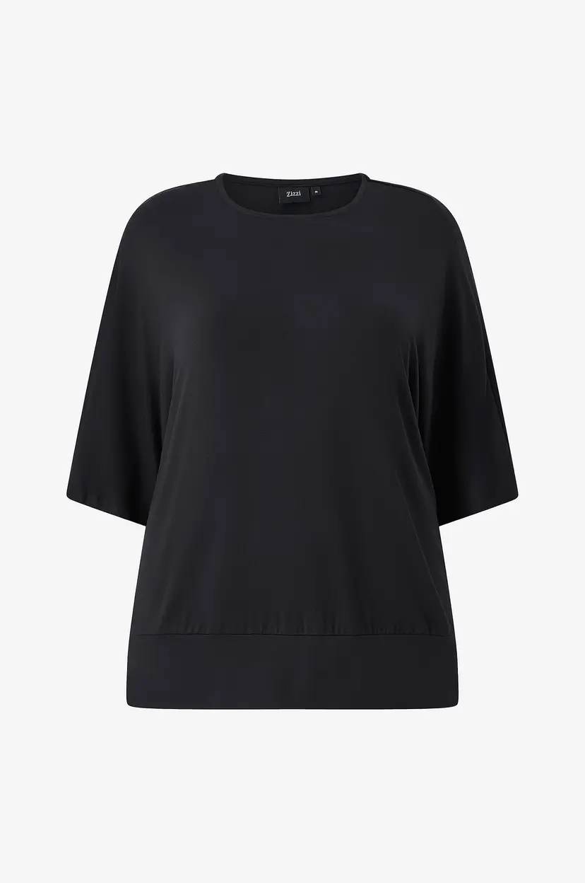 Zizzi Kortermet topp Mcerice, 1/2, Blouse - Svart