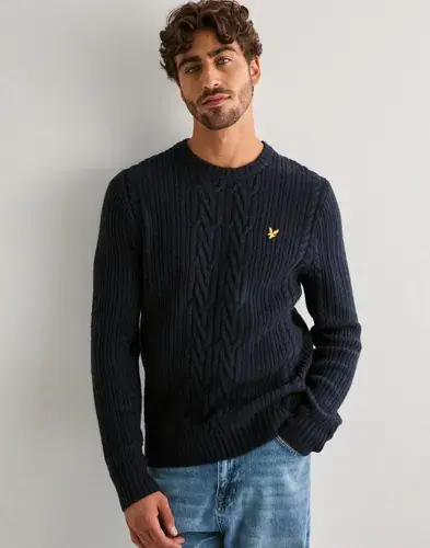 Lyle & Scott Lyle & Scott Ribbed Cable Knit Jumper Strikkegensere Blå