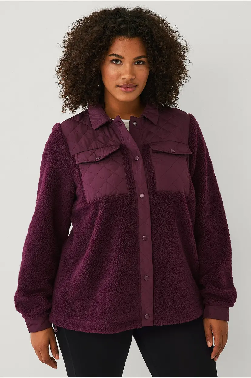 Zizzi Jakke Aophelia fleece - Rød