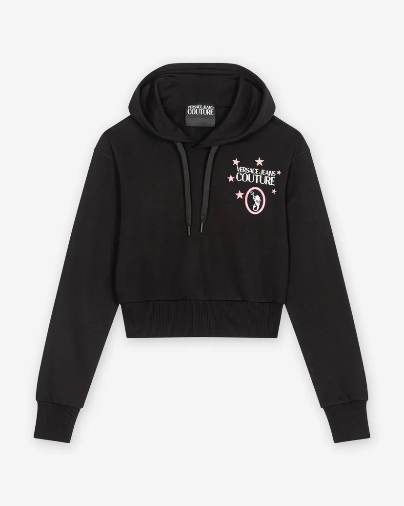 Versace Jeans Couture Versace Jeans Couture Crop Mermaid Black Hoodie
