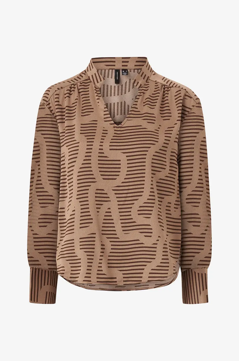 Vero Moda Bluse vmDaisy L/S V-neck Midi Top Wvn - Brun