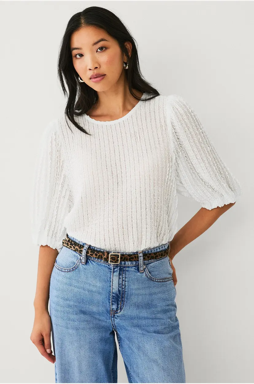 Ellos Collection Trikotbluse med struktur - Hvit