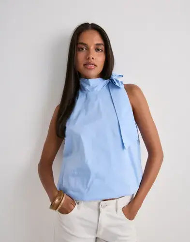 Neo Noir Neo Noir - Blå - Veda Poplin Top