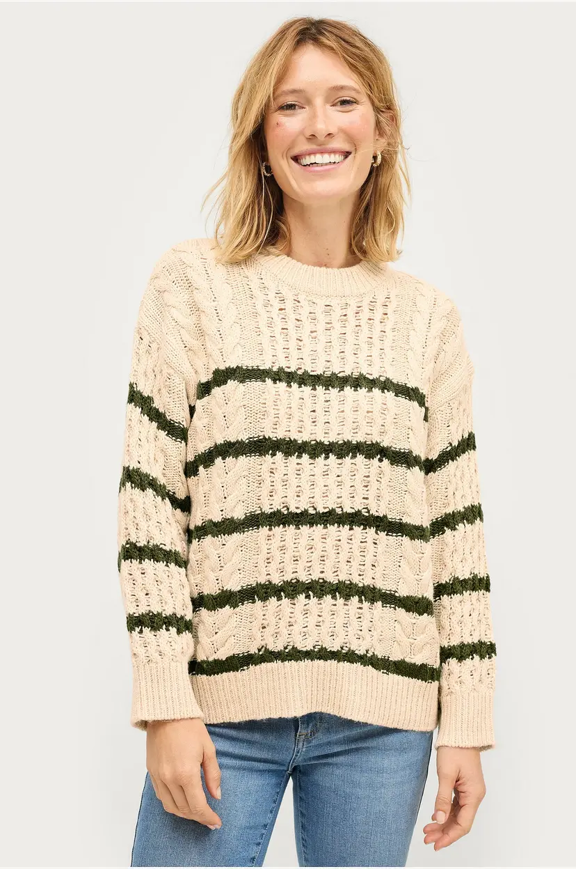 Soaked In Luxury Genser slFranna Stripe Pullover - Hvit