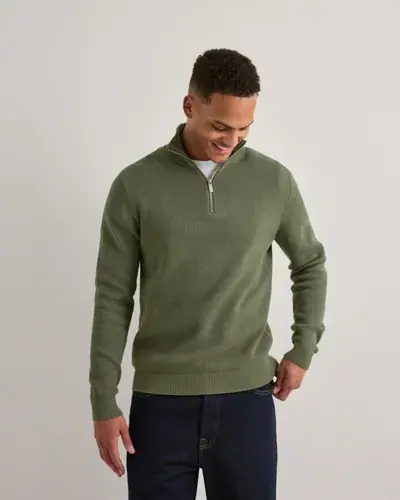 Selected Men Selected Men Slhdane Ls Knit Structure Half Zip Half zip Grønn