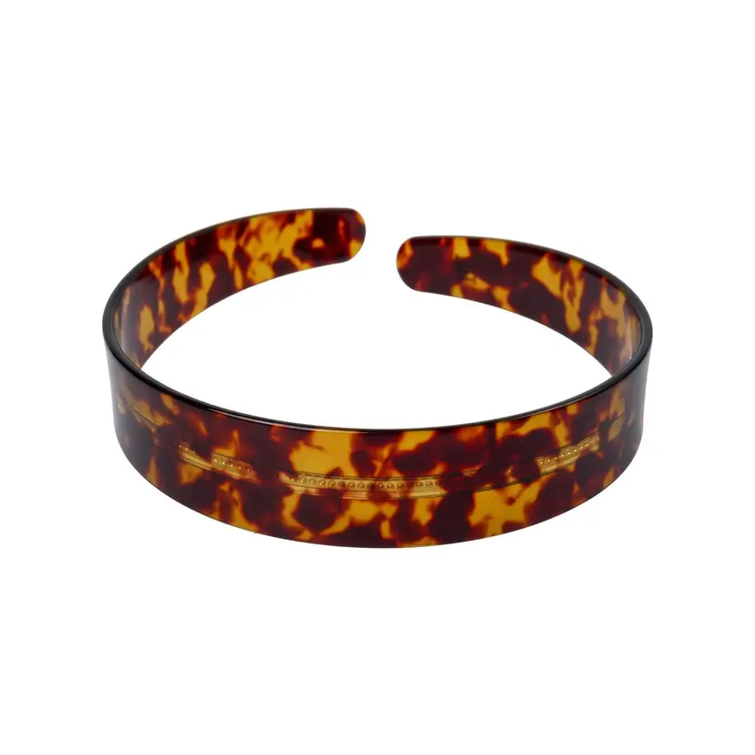 Dark Plain Hair Band Broad Brown Tortoise