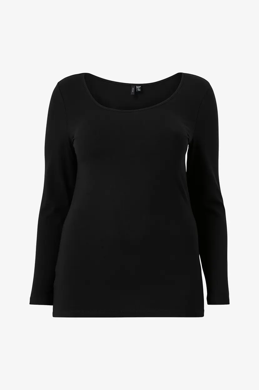Vero Moda Curve Topp vmPaxi LS Soft U-neck Curve - Svart