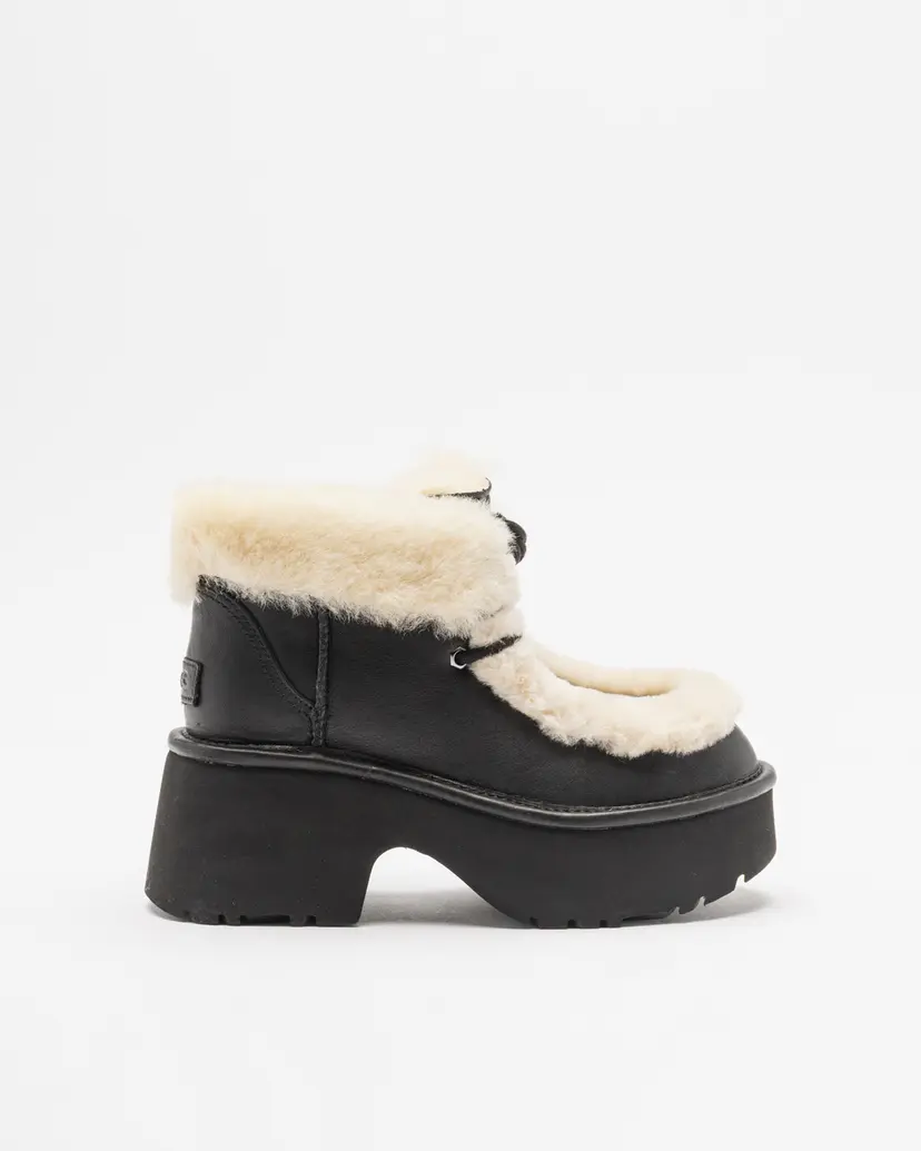 UGG Ugg Esmee Leather Lace Up Black Platform ankle boots