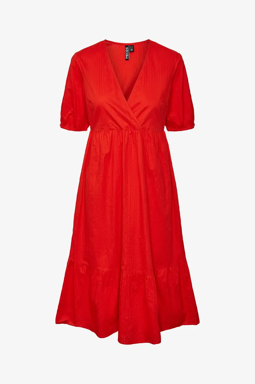 Pieces Kjole pcManon 2/4 Midi Dress - Rød
