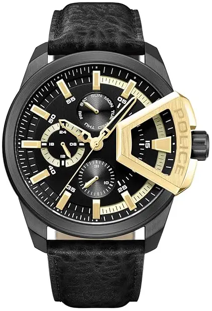 Police Police Herreklokke PEWJF0005704 Underlined Sort/Lær Ø46 mm