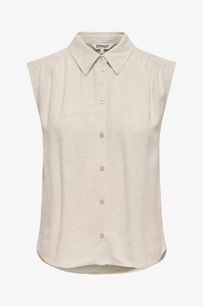 ONLY Skjorte onlSiesta S/L Linen BL Pnt NO - Beige
