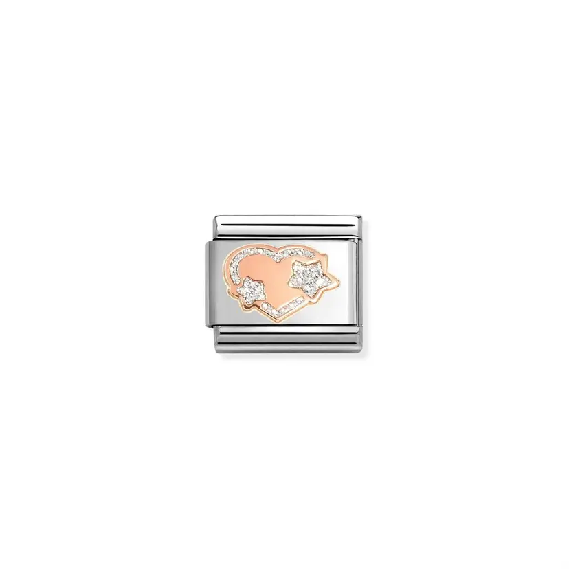 Nomination Silver Glitter Star Heart Rose Gold