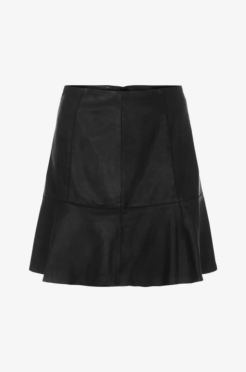 Y.A.S Skinn skjørt yasColly MW Naplon Leather Skirt NO - Svart