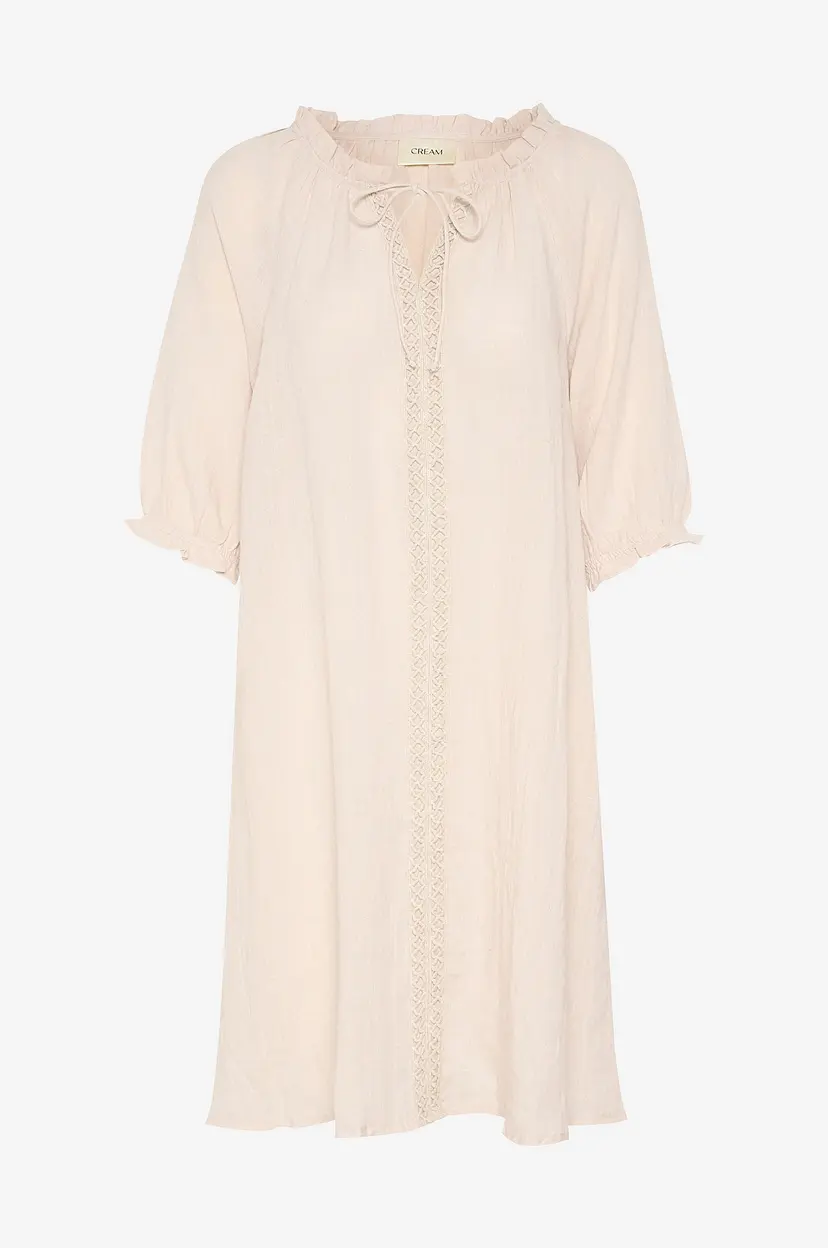 Cream Kjole i lin crBellis Lace Dress - Beige