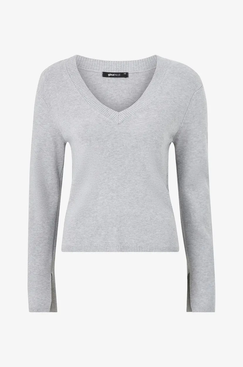 Gina Tricot Pullover V-neck Knitted Top - Grå