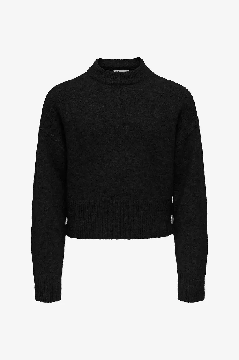 Kids Only Pullover KogRene Life LS Button O-neck CP KN - Svart