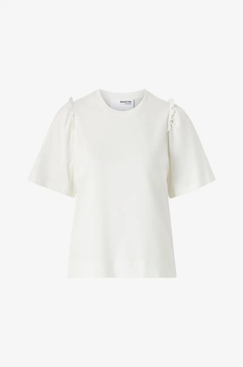 Selected Women Topp slfPenelope 2/4 Ruffle Tee - Hvit