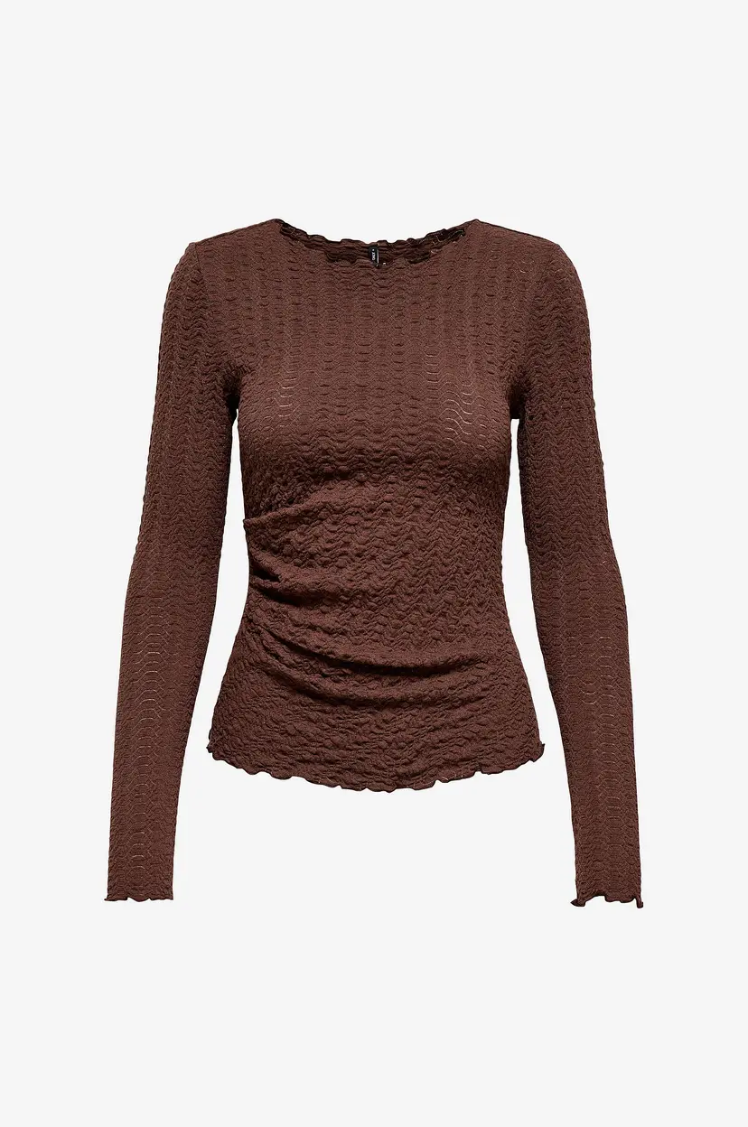 ONLY Topp onlElla L/S Ruching Jrs - Brun