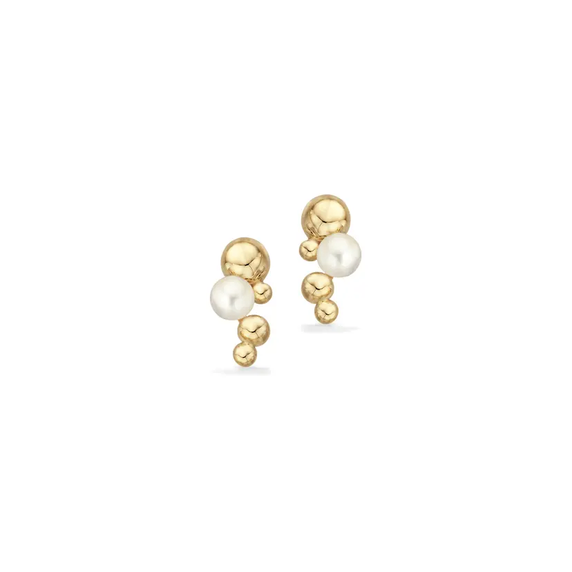 Scrouples Scrouples - 8 karat guld kugle ørestikker med perle - 123563
