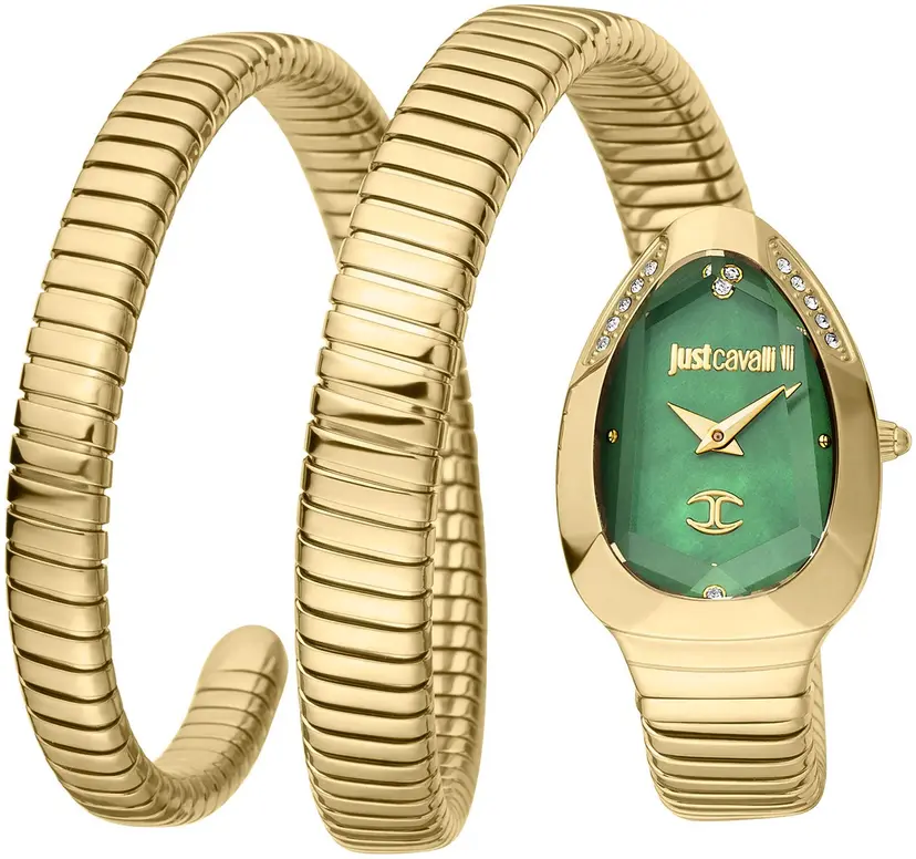 Just Cavalli Just Cavalli Dameklokke JC1L209M0045 Signature Grønn/Gulltonet stål