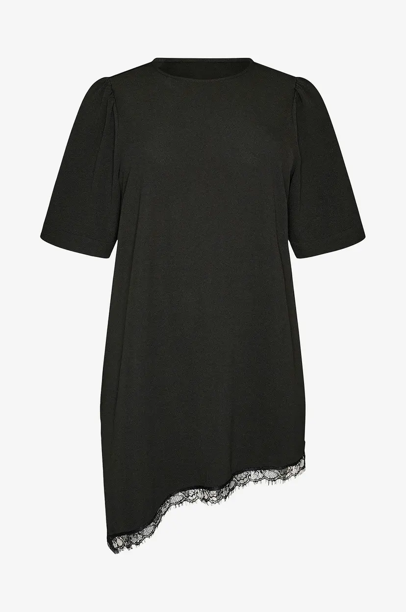 Zizzi Kortermet bluse Mcarolina, S/S, Blouse - Svart