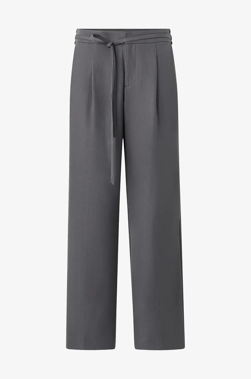 Gina Tricot Bukser Mid waist belted trousers - Grå