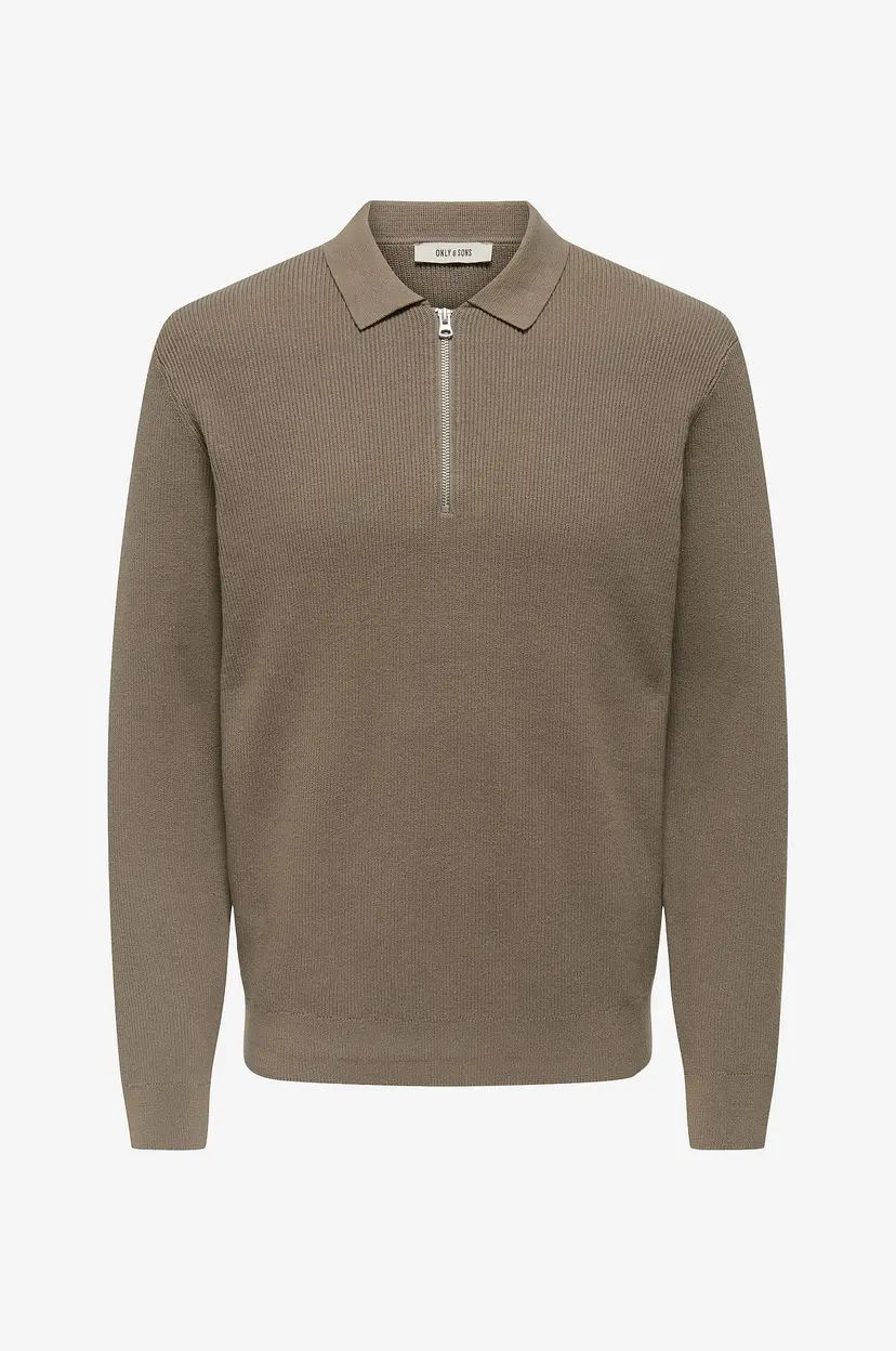 Only & Sons Poloskjorte onsPhil Reg 12 Half Zip Polo Knit - Natur