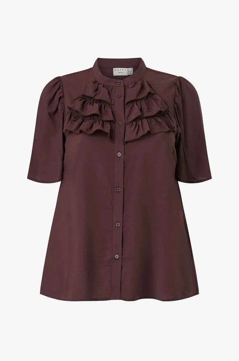 KAFFE Curve Bluse KCnicola Ruffle Shirt - Rød
