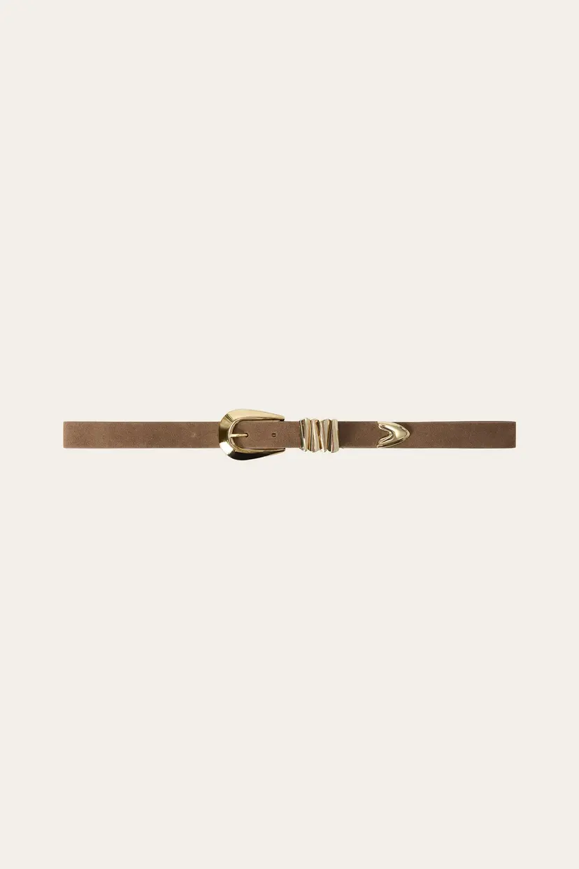 Malina Azelia Buckle Leather Belt Taupe - 85