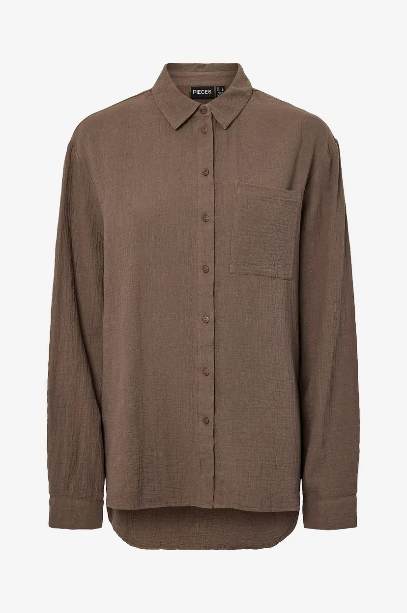 Pieces Skjorte pcSastina LS Shirt Wvn Msa BC - Brun