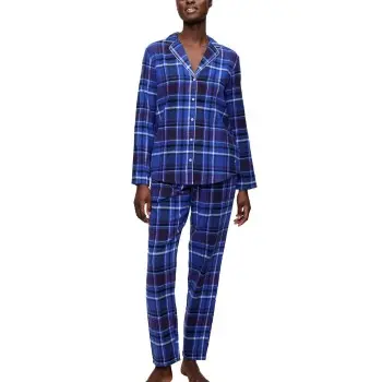 Triumph Boyfriend Long Sleeved Pyjama Set Mørkblå bomull 38 Dame