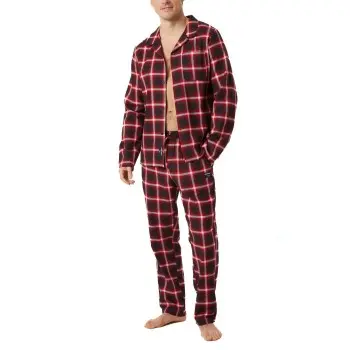Björn Borg Björn Borg 2P Core Loungewear Pyjama Set Long Sleeve Svart/Rød bomull Small Herre