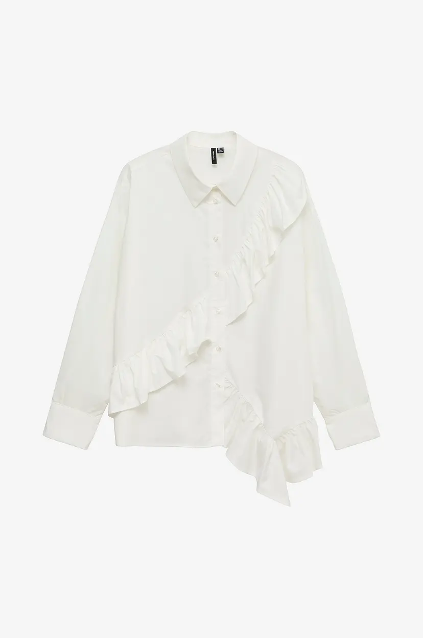 Vero Moda Skjorte Vmritta Flounce Ls Shirt Wvn - Hvit