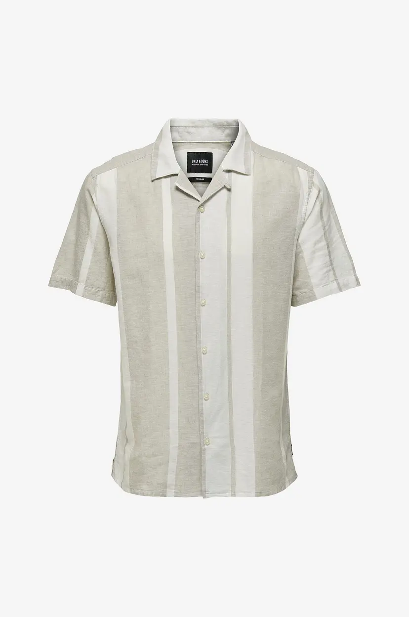 Only & Sons Skjorte onsCaiden SS Stripe Linen Resort - Grå