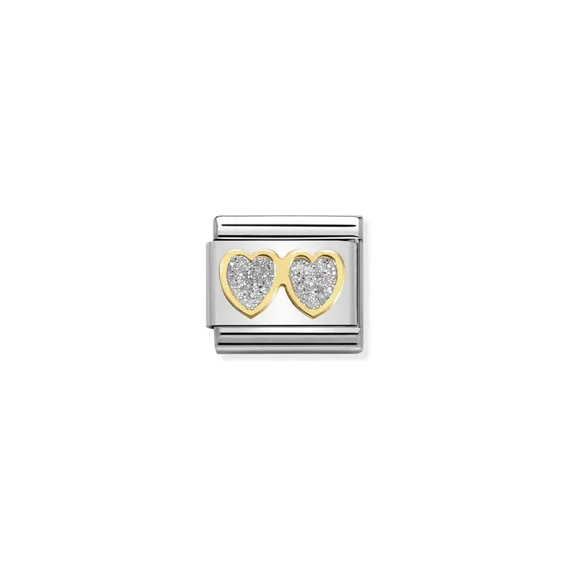 Nomination Double Silver Hearts