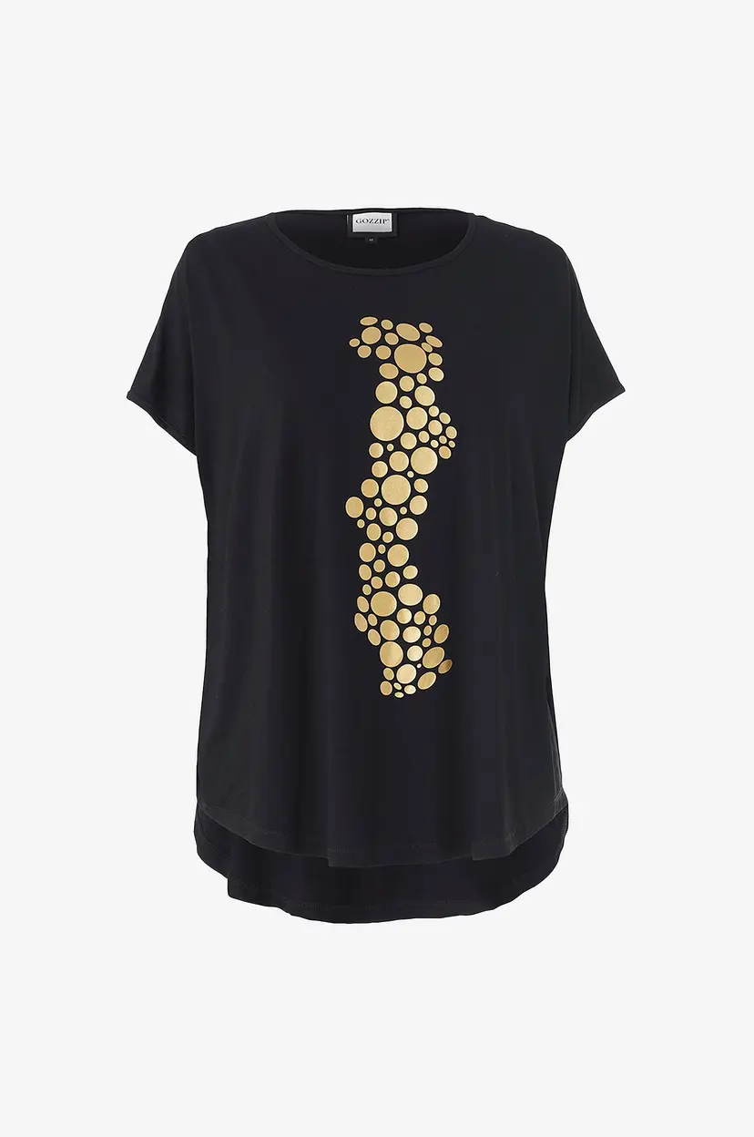 Gozzip Kortermet topp GGitte T-shirt with print - Svart