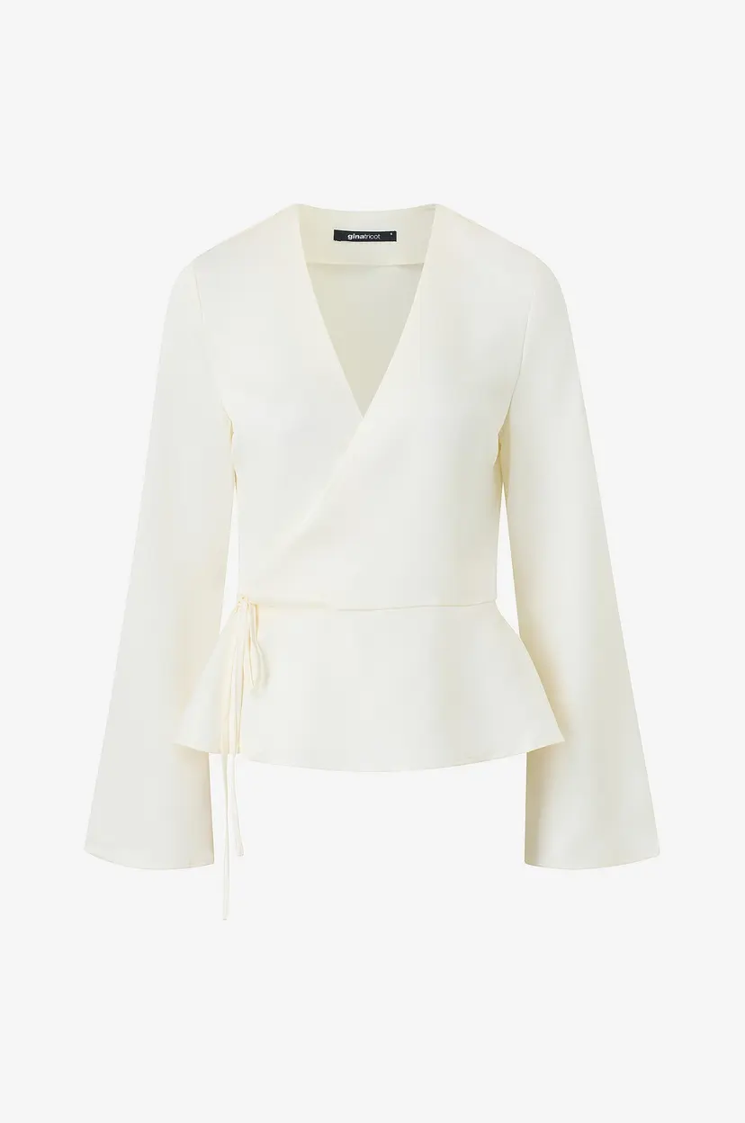 Gina Tricot Bluse Satin wrap blouse - Natur