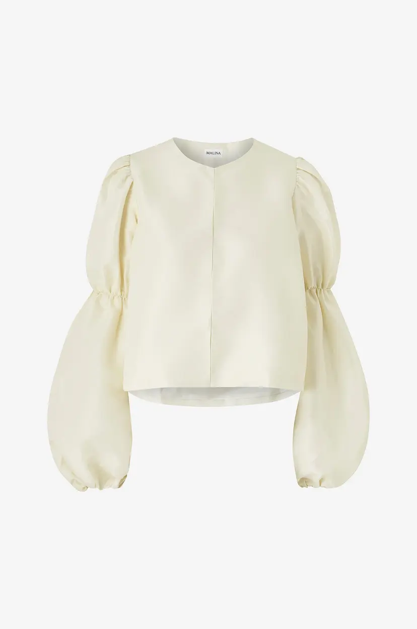 By Malina Bluse Zoey Double Pouf Sleeve Blouse - Hvit