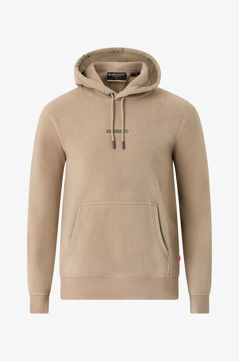 Superdry Hettegenser Micro Logo Fleece Hood - Beige