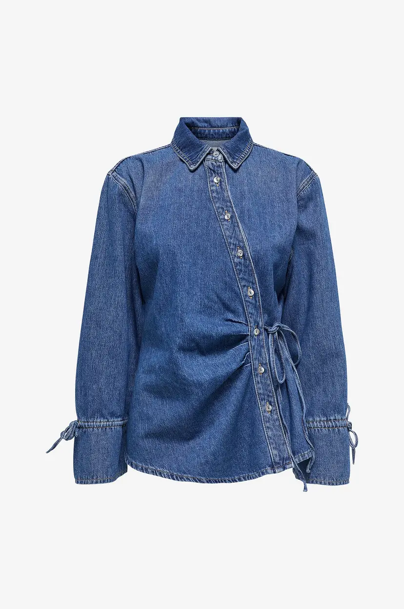 ONLY Denimskjorte onlSmilla LS Asym Tie Shirt Dnm CS - Blå