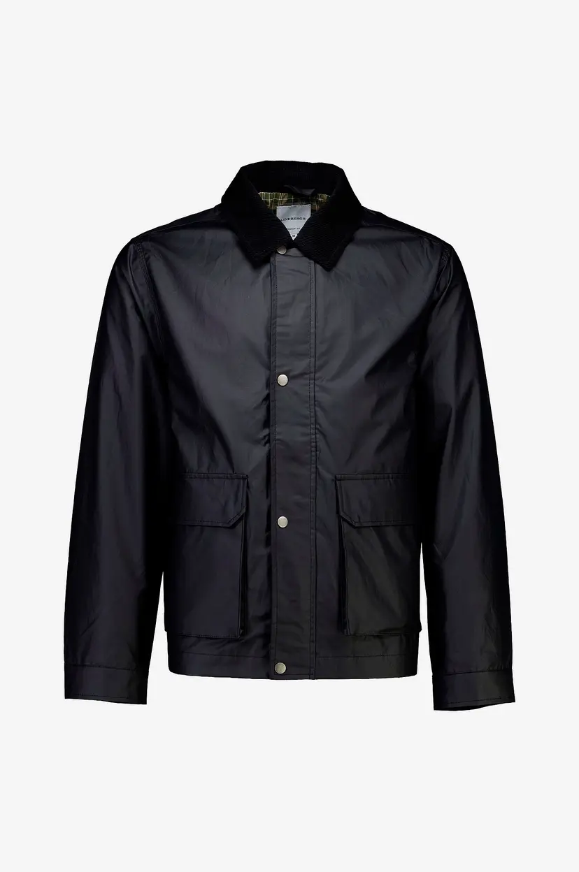 Lindbergh Jakke Field Jacket w Corduroy Collar - Svart