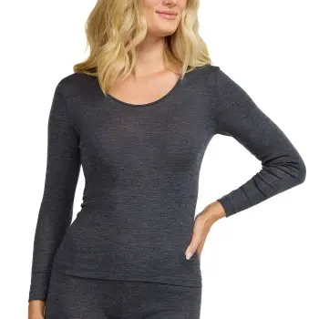 Damella Damella Wool And Silk Long Sleeve Top Mørkgrå  ull 38 Dame