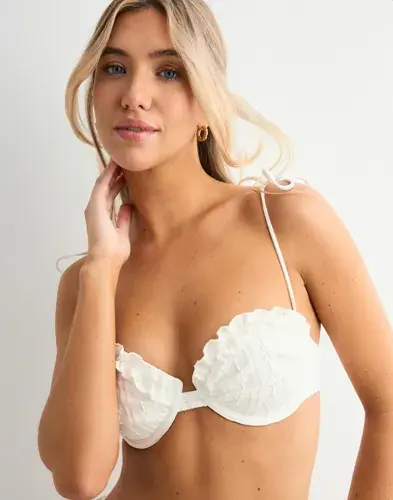 Nelly Nelly - Hvit - Ruffle Anglais Push Up Bikini Bra
