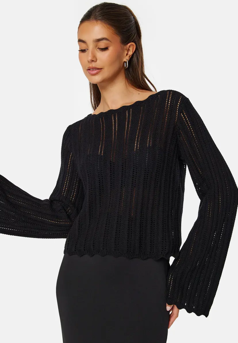 Bubbleroom Boat Neck Structure Knitted Sweater