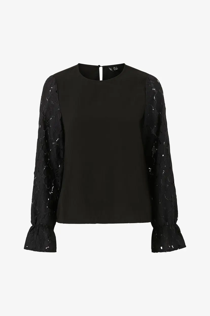 Vero Moda Bluse vmSeja LS Lace Top Wvn - Svart