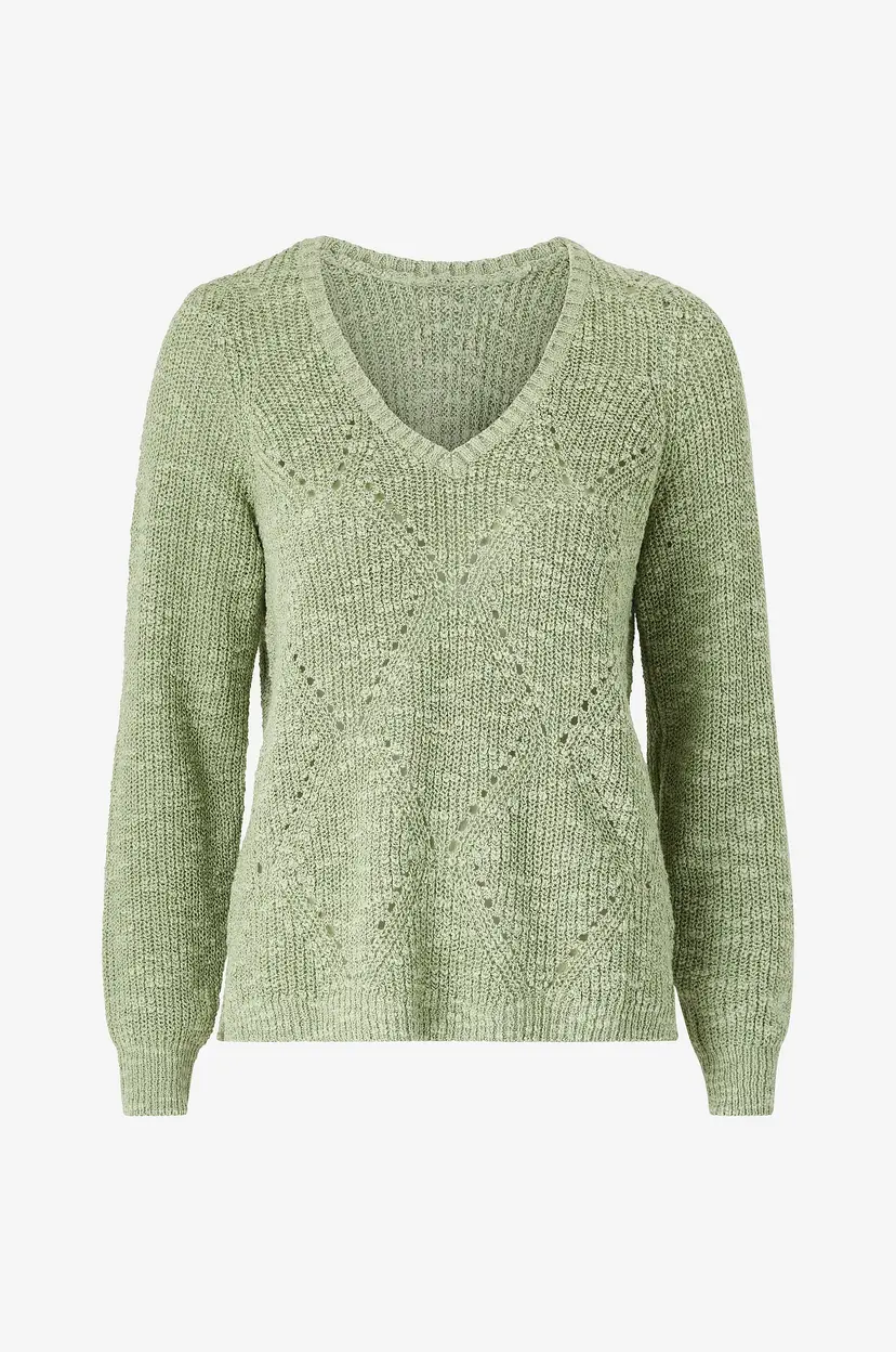 Vila Genser viPoca Rev L/S Pointelle Knit Top - Grønn