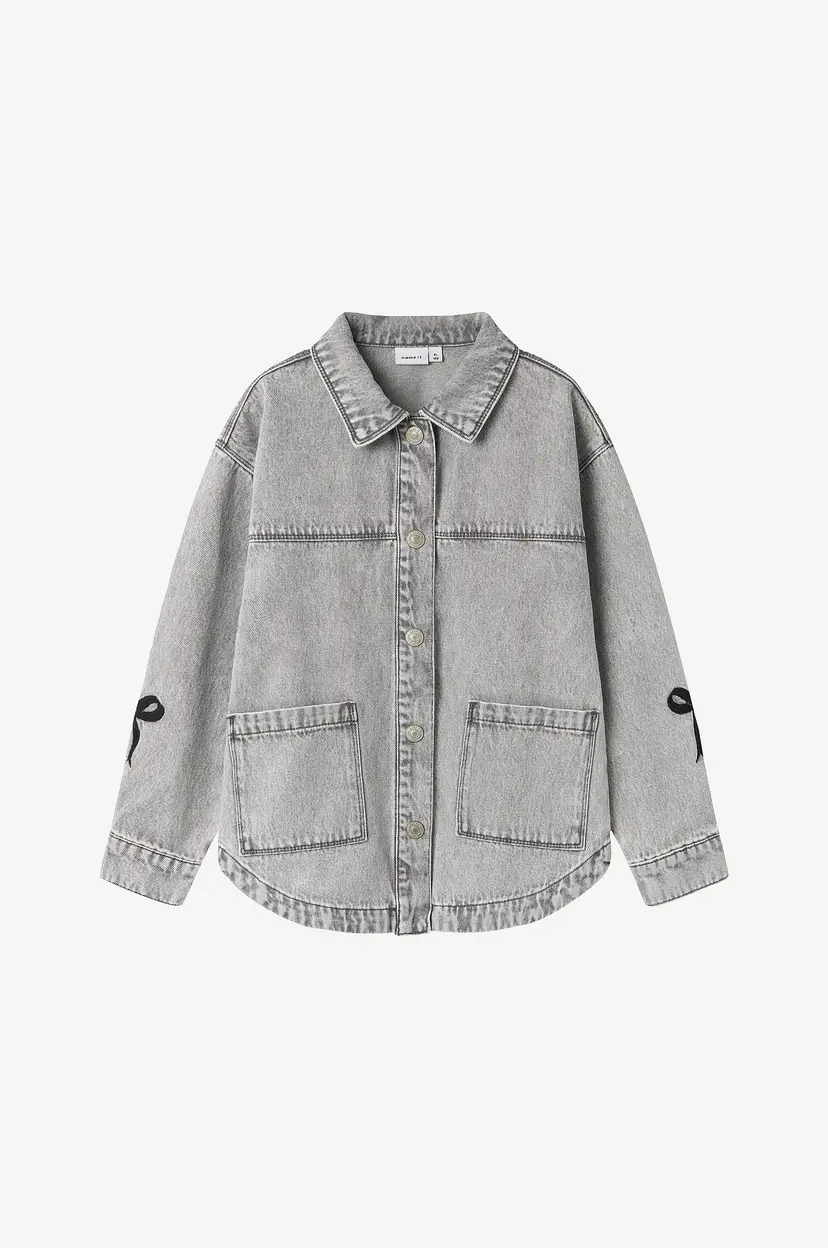 NAME IT Denim jakke nkfGloria Dnm Emb Jacket 7511-ZA - Grå