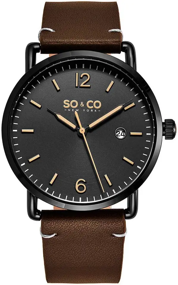 So & Co New York So & Co New York Herreklokke 5511.4 Madison Sort/Lær Ø38 mm